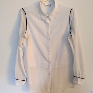 Sheer white and black dress shirt